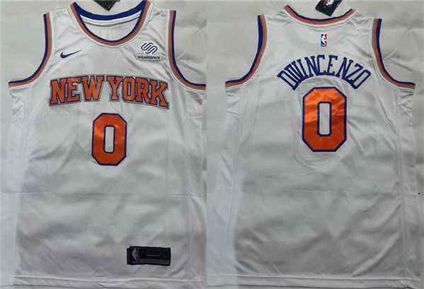 Men%27s New York Knicks #0 Donte DiVincenzo White Stitched Basketball Jersey
